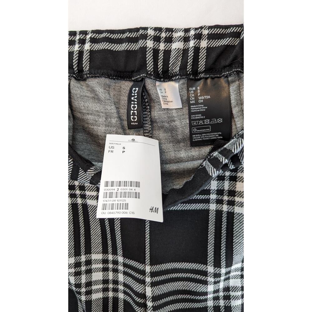 H&M Plaid Pants Trousers Black & White Size Small - Picture 8 of 9